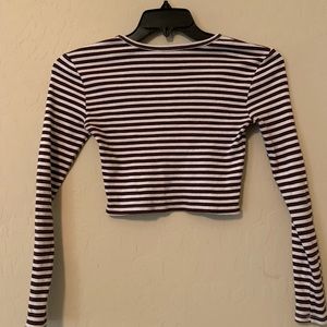Striped Long Sleeve Crop Top